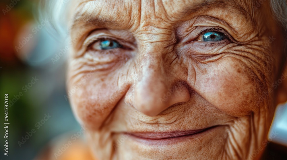 A close-up of an older woman with a gentle smile, highlighting the natural lines of her face and the twinkle of kindness in her eyes. A close-up of an older woman with a gentle smile, highlighting the natural lines of her face and the twinkle of kindness in her eyes.