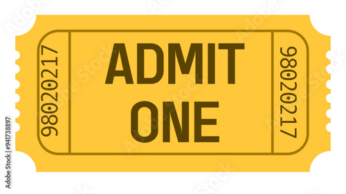 admit one ticket isolated, Ticket, admit one ticket, Vintage ticket, Yellow ticket