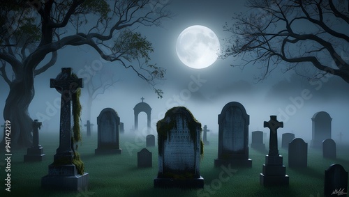 cemetery in the night