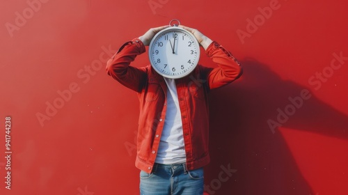The person holding clock