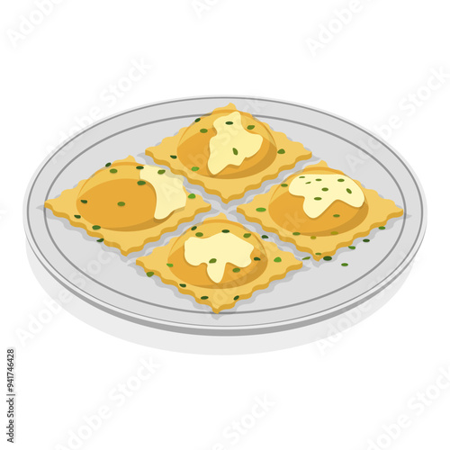 3D Isometric Flat Vector Set of Traditional Italian Cuisine, Mediterranean Food. Item 5