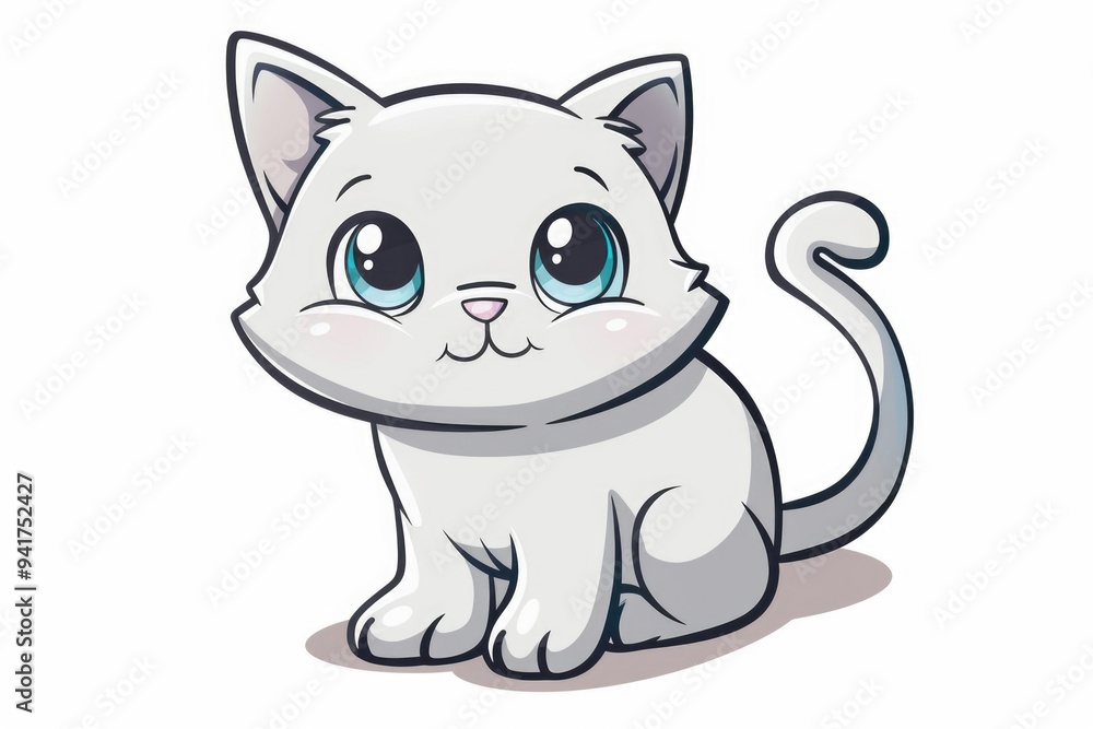 A calm white cat with striking blue eyes sits comfortably, offering a serene moment of stillness A calm white cat with striking blue eyes sits comfortably, offering a serene moment of stillness