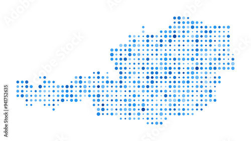 Austria Dot Map. Country Digital Style Shape. Austria vector image. Country shape blue circular dots. Awesome vector illustration.
