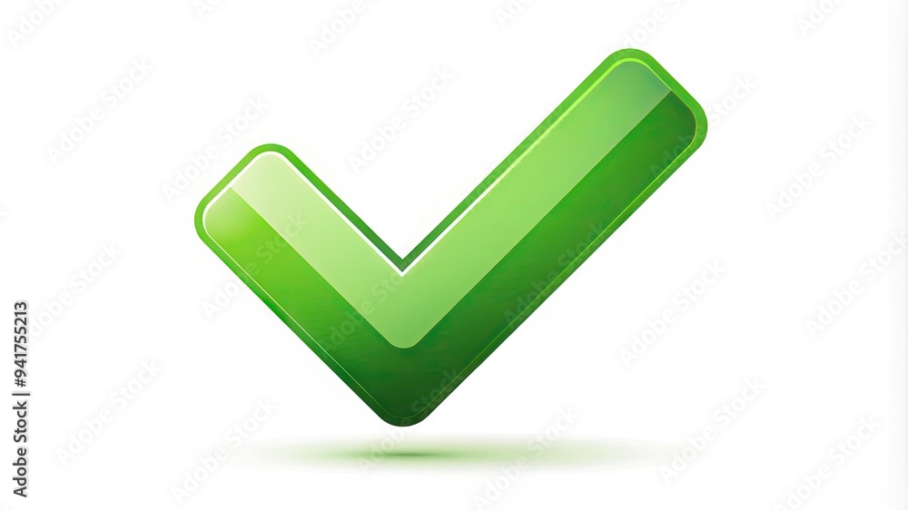 Green checkmark icon in a simple, modern vector design, symbolizing verification, approval, and validation on a clean white background with subtle gradient effects. Green checkmark icon in a simple, modern vector design, symbolizing verification, approval, and validation on a clean white background with subtle gradient effects.