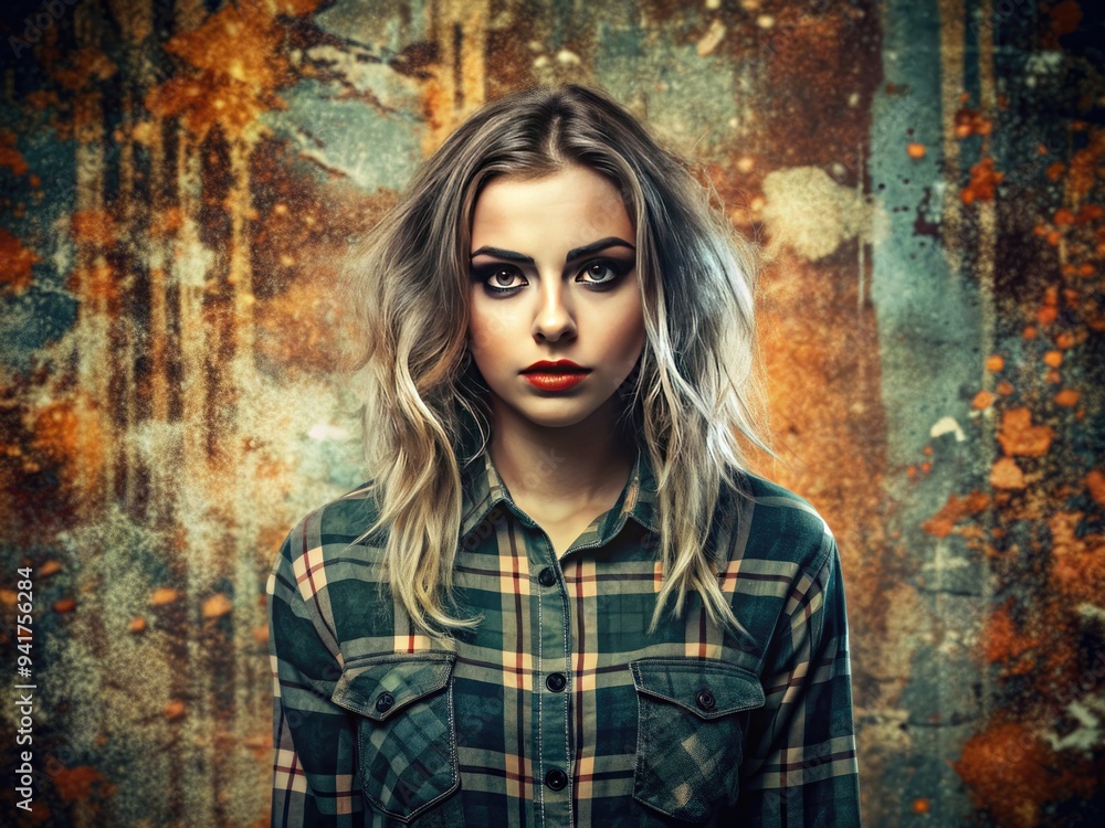 Fototapeta premium Grunge Nostalgia: Distressed textures, dark colors, raw emotions, alternative vibe