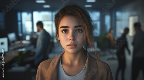 A person feeling isolated and alone in a busy office environment, struggling to connect with colleagues. Free Download A person feeling isolated and alone in a busy office environment, struggling to connect with colleagues. - GFXLoad