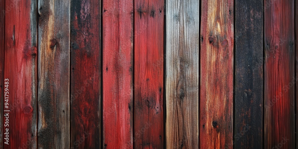 Rustic wooden wall in various shades of red and brown with natural grain patterns highlighted Rustic wooden wall in various shades of red and brown with natural grain patterns highlighted