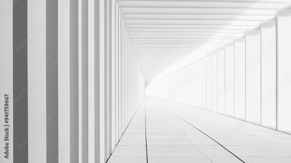 Fototapeta premium Strong, steady lines converging into a single direction, representing focused confidence on a pristine white backdrop.