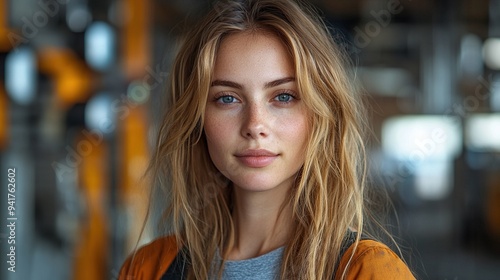 Wallpaper Mural industrial woman engineer portrait standing in factory.stock image Torontodigital.ca