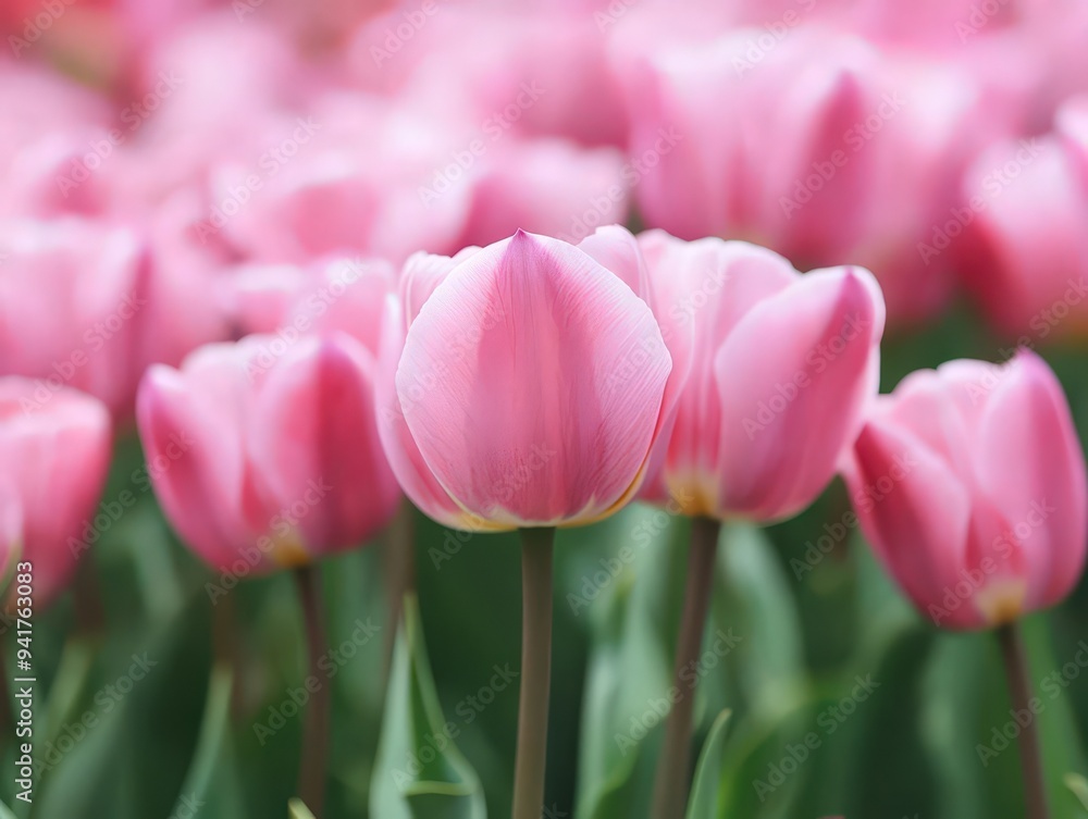 Beautiful pink tulips in a vibrant garden, showcasing fresh blooms and lush green leaves during springtime. Beautiful pink tulips in a vibrant garden, showcasing fresh blooms and lush green leaves during springtime.