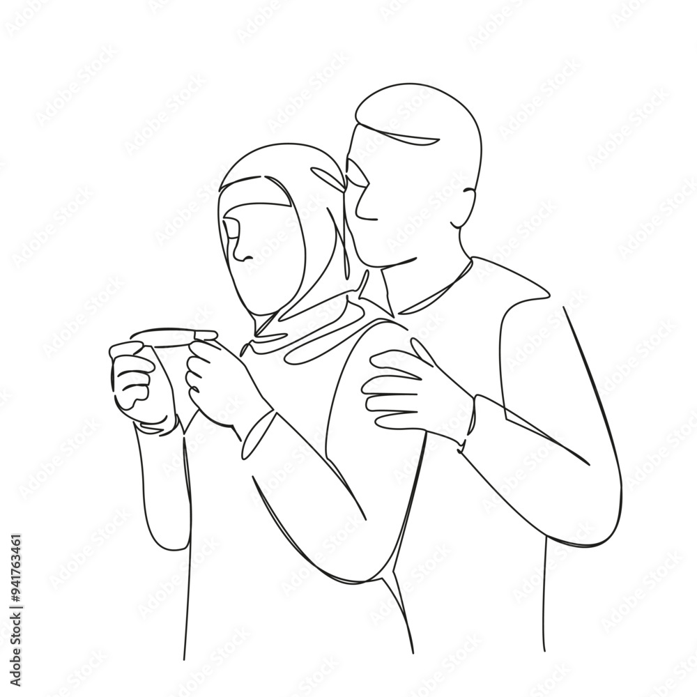 One continuous single drawing line art flat doodle Muslim family took pregnancy test, joy, expectation, surprise, baby. Isolated image hand draw contour on a white background
One continuous single drawing line art flat doodle Muslim family took pregnancy test, joy, expectation, surprise, baby. Isolated image hand draw contour on a white background
