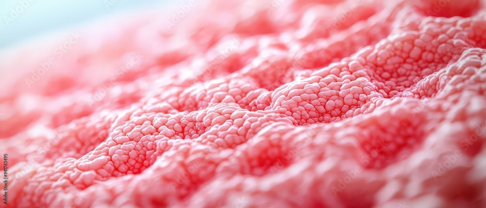 Close-up view of textured surface showing intricate patterns in vibrant pink hue. Close-up view of textured surface showing intricate patterns in vibrant pink hue.