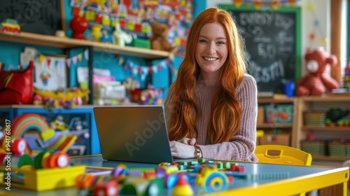 The teacher in colorful classroom photo