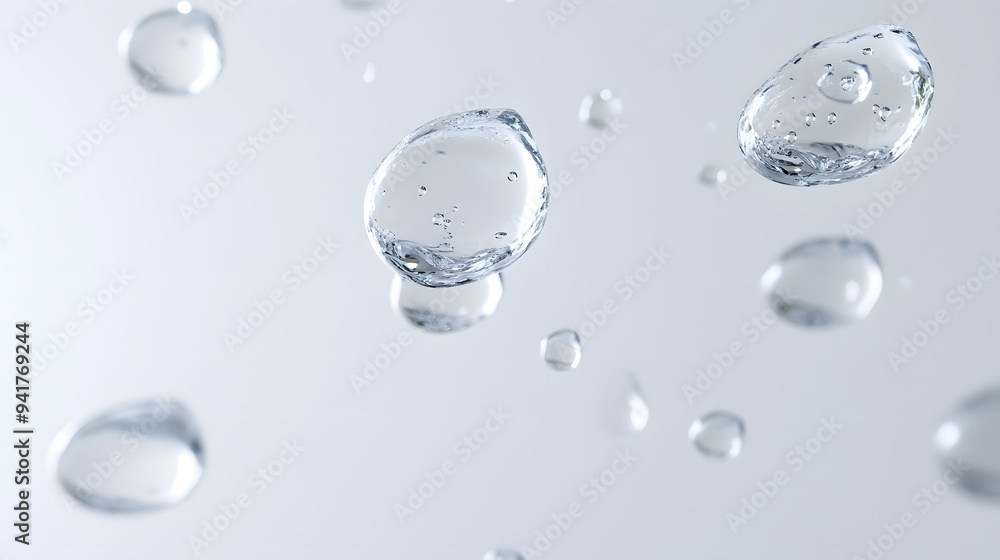 CG Floating Water Droplets: CG-rendered water droplets suspended in mid-air, perfectly round and transparent against a white background.
CG Floating Water Droplets: CG-rendered water droplets suspended in mid-air, perfectly round and transparent against a white background.