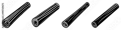 Cinnamon sticks set. Cinnamon sticks, isolated on white background. Vector illustration