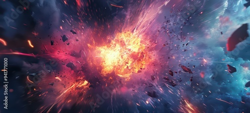 Wallpaper Mural Attack sequence with a character launching a massive, brightly colored energy blast Torontodigital.ca