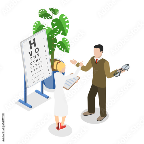 3D Isometric Flat Vector Illustration of LASIK Surgery, Eye Sight Improvement. Item 2