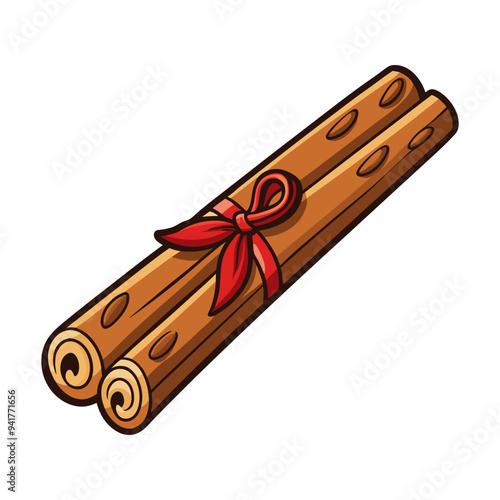 Cinnamon stick. Cinnamon stick isolated on white background. Vector illustration