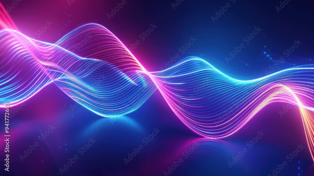 Fototapeta premium Abstract Neon Wave with Glowing Particles