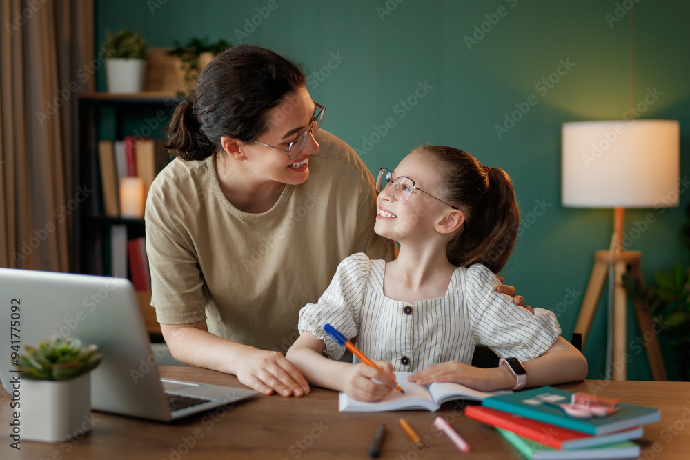 Girl doing homework or online education. Girl doing homework or online education.