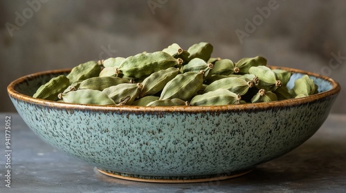 Cardamom or elaichi in a ceramic bowl