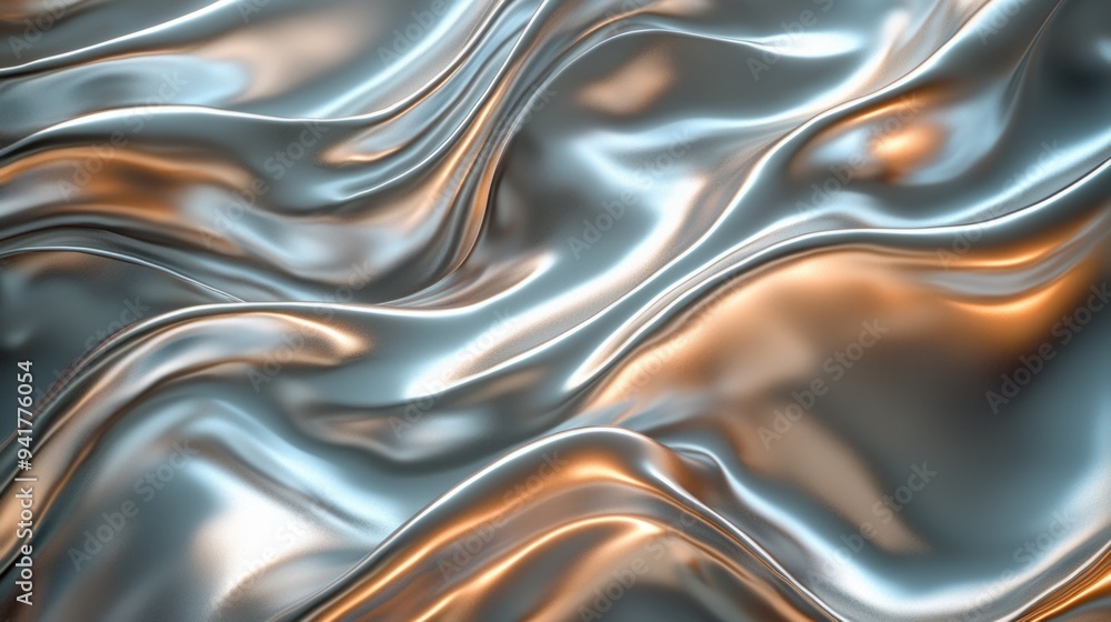 Metallic abstract texture with flowing waves of silver and bronze Metallic abstract texture with flowing waves of silver and bronze