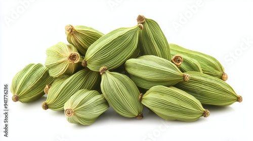 Wallpaper Mural Pile of cardamom, elaichi pods isolated on a white background  Torontodigital.ca
