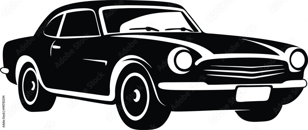 classic car silhouette vector on white background classic car silhouette vector on white background