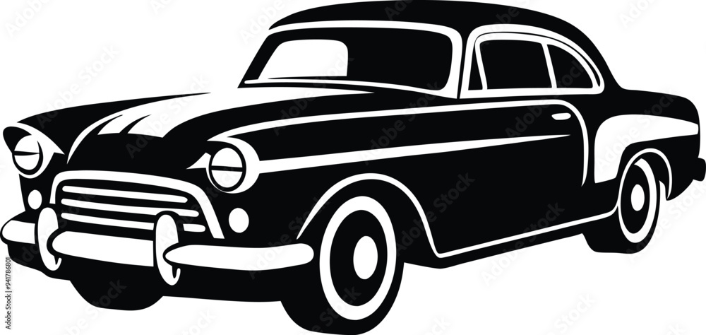 classic car silhouette vector on white background classic car silhouette vector on white background
