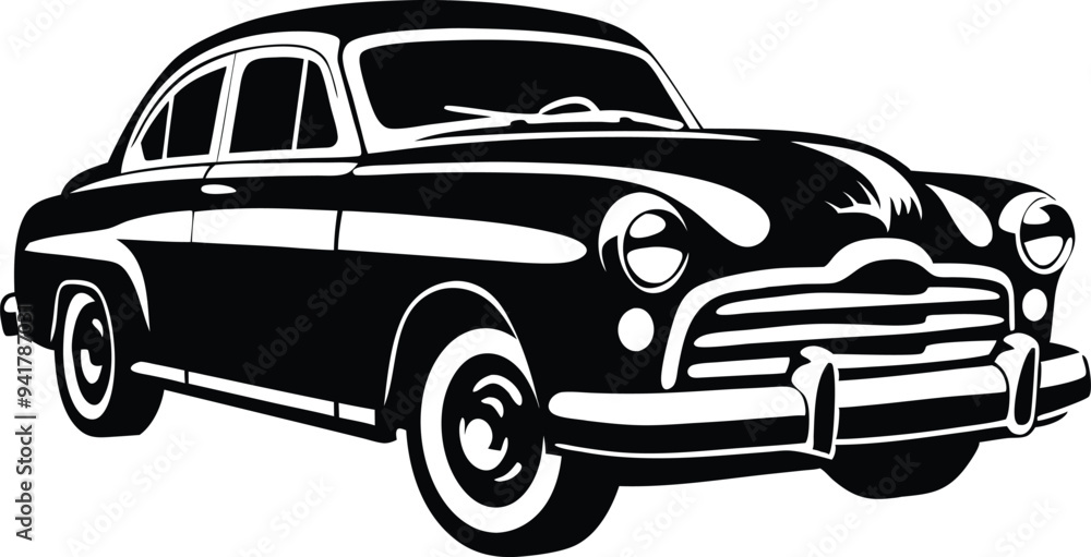 classic car silhouette vector on white background classic car silhouette vector on white background