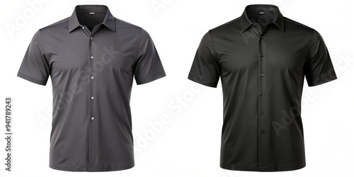 Black and Grey Short Sleeve Button-Down Shirts Mockup, mockup , shirt , design , fashion photo