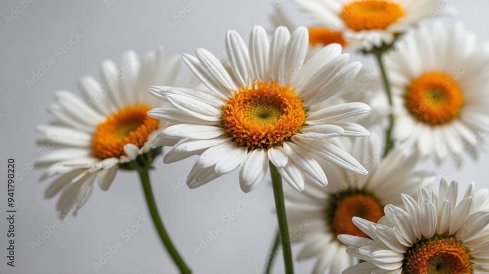Obraz premium White background with daisy flowers.