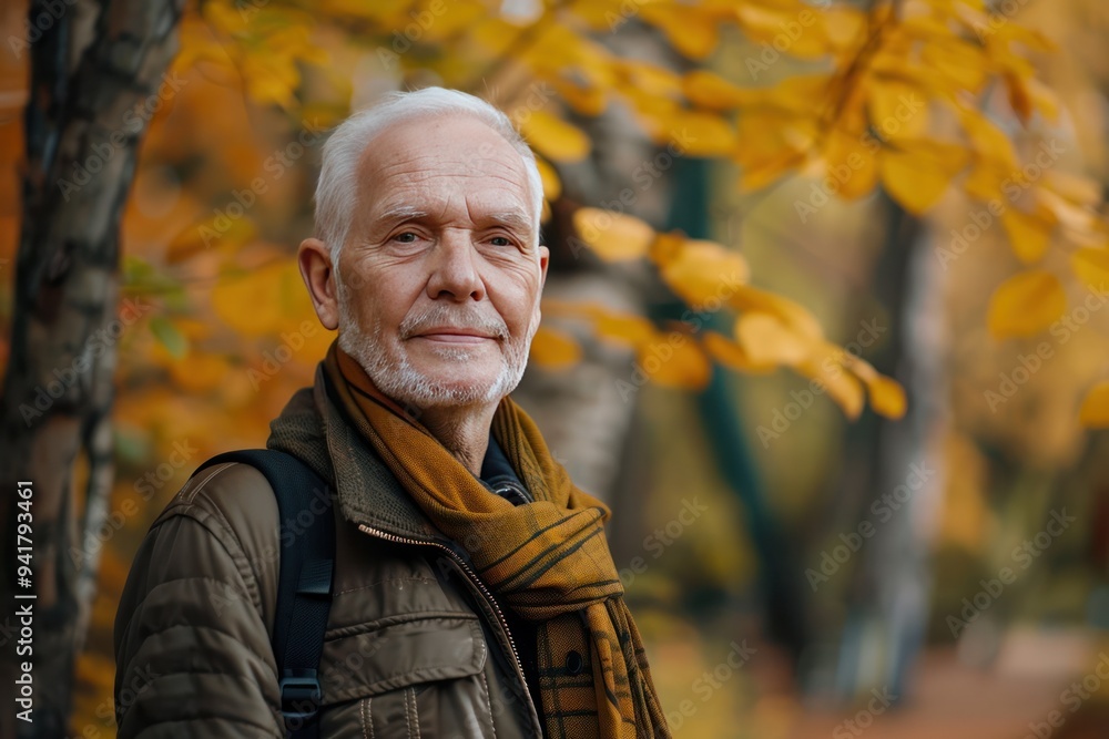 Elderly Man in Autumn Woods Elderly Man in Autumn Woods