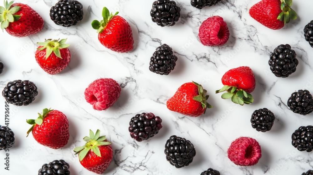 Fresh Berries on Marble Background. Fresh Berries on Marble Background.