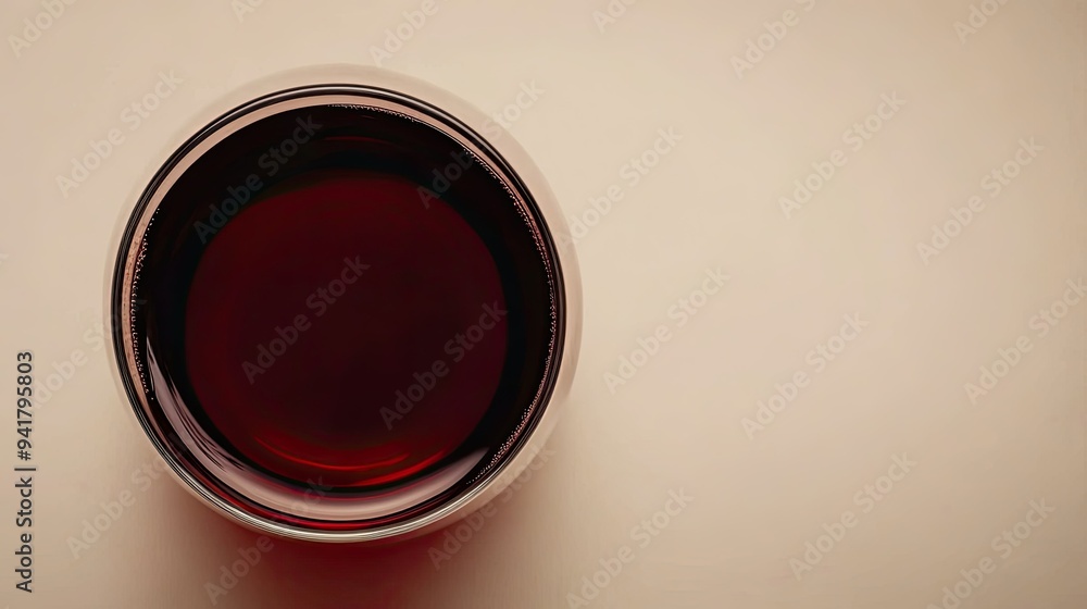 Top view of a glass of Portuguese port wine with a rich red hue, with ample copy space. Top view of a glass of Portuguese port wine with a rich red hue, with ample copy space.