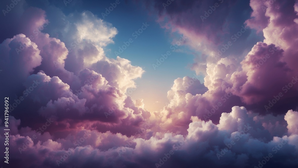 Abstract colorful clouds in a gradient of purple and blue hues. Abstract colorful clouds in a gradient of purple and blue hues.