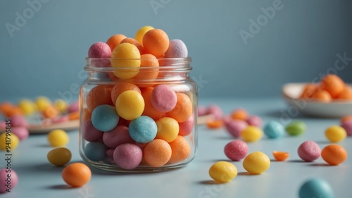 Colorful Candy on Abstract Pastel Background. photo