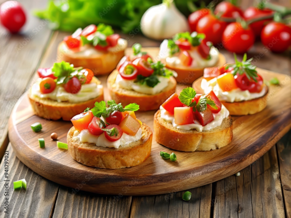 Bruschetta trio with tomato, basil, and mozzarella Bruschetta trio with tomato, basil, and mozzarella