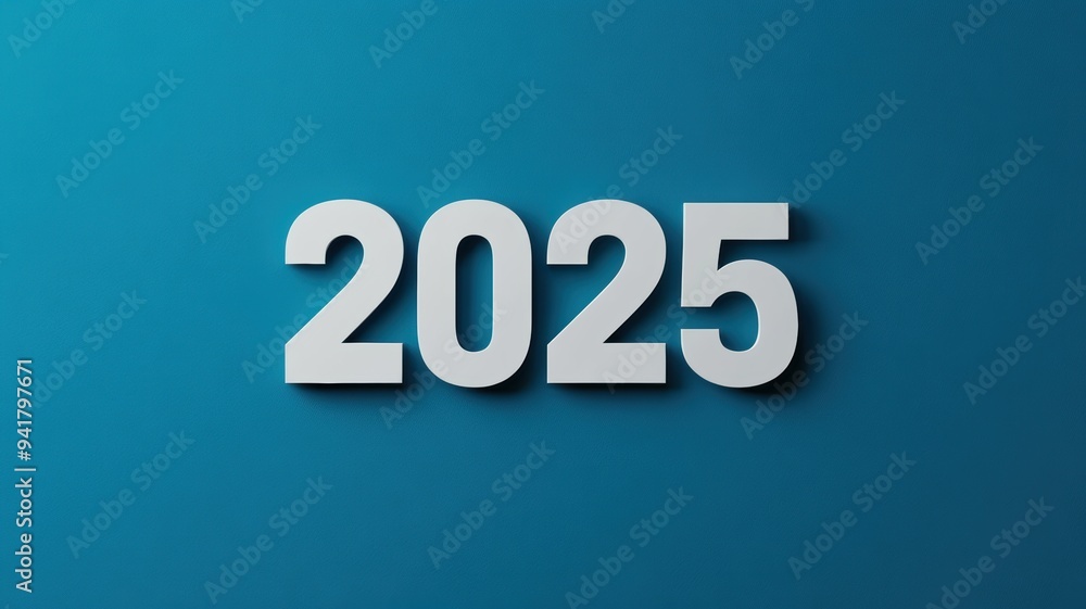 Sleek white 2025 numbers with a shadow effect on a blue backdrop. Sleek white 2025 numbers with a shadow effect on a blue backdrop.
