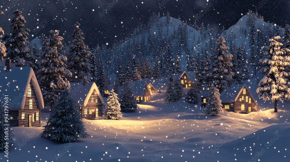 Snowy Winter Village.