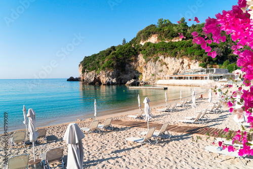 Fototapeta Naklejka Na Ścianę i Meble -  Paleokastritsa beach and Ionian sea on Korfu, Greece