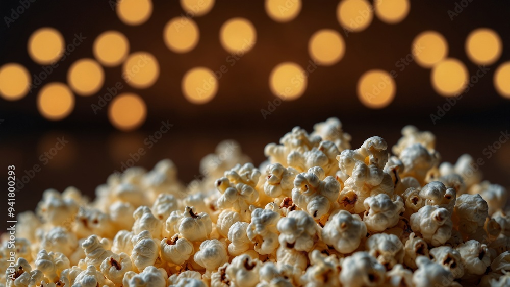 Close-up of popcorn with warm and cool lighting. Close-up of popcorn with warm and cool lighting.