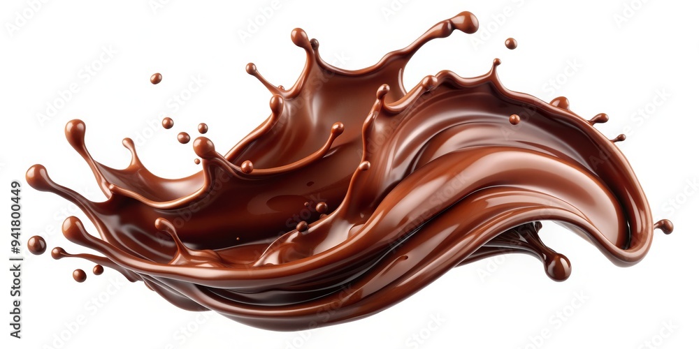 Chocolate Splash in Motion, 3D Rendering, Liquid Dynamics, White Background, Chocolate, Splash, 3D Chocolate Splash in Motion, 3D Rendering, Liquid Dynamics, White Background, Chocolate, Splash, 3D