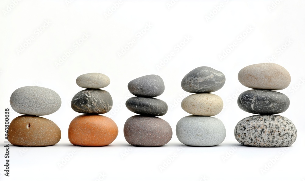 A row of rocks are stacked on top of each other. The rocks are of different sizes and colors, creating a visually interesting and dynamic scene A row of rocks are stacked on top of each other. The rocks are of different sizes and colors, creating a visually interesting and dynamic scene