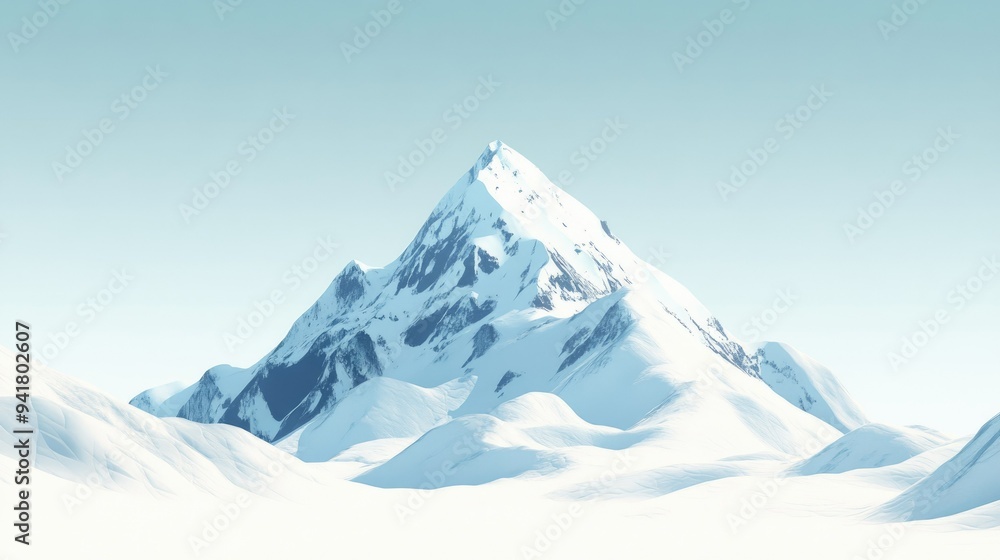 A snowy mountain peak against a crisp winter sky, with space for your message A snowy mountain peak against a crisp winter sky, with space for your message