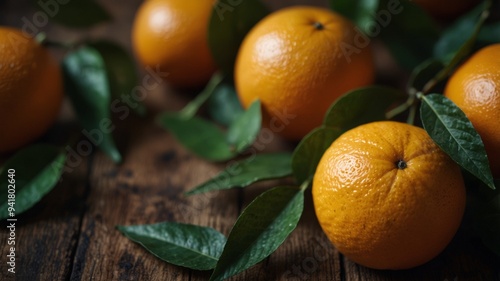 Fototapeta Naklejka Na Ścianę i Meble -  Fresh citrus fruits and leaves on a rustic background.