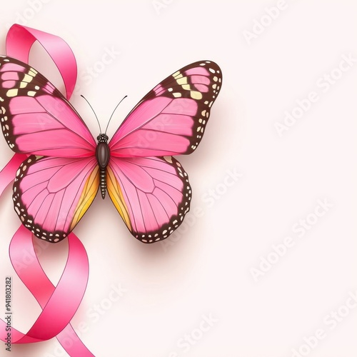 Pink Butterfly with Awareness Ribbon