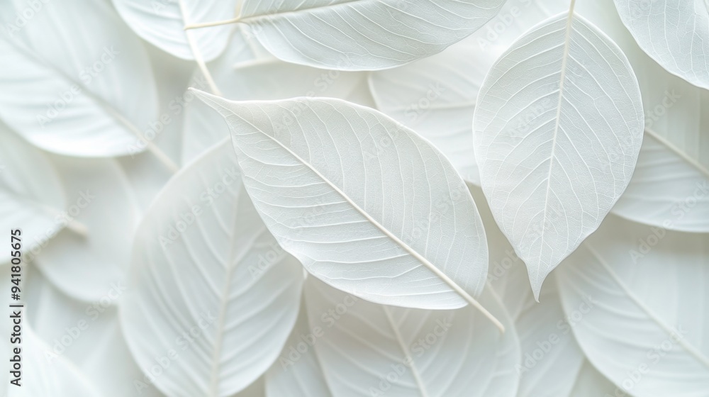 White leaves on a background, close-up, white color, soft light, pastel aesthetic, high resolution, hyperrealistic White leaves on a background, close-up, white color, soft light, pastel aesthetic, high resolution, hyperrealistic