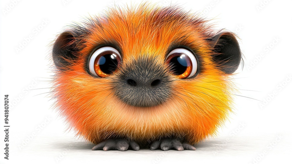 A photo of a tiny animal with an astonished expression on its face, set against a white backdrop A photo of a tiny animal with an astonished expression on its face, set against a white backdrop
