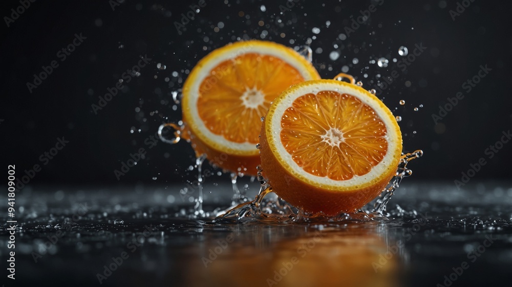 Splash of citrus and tropical fruits in soapy water. Splash of citrus and tropical fruits in soapy water.